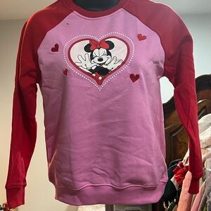 Disney Minnie Mouse Pink and Red Valentines Sweatshirt